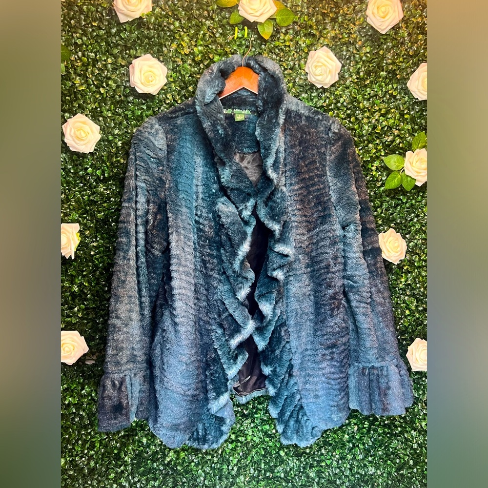 Women’s Deep Blue DAMSELLE Fur Coat